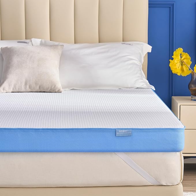 Extra Firm Mattress Topper King Size, 4 Inch Firm High Density Memory Foam Bed Topper for Back Pain Relief, Gel Bamboo Charcoal Infused Cooling Mattress, CertiPUR-US Certified, Washable Cover