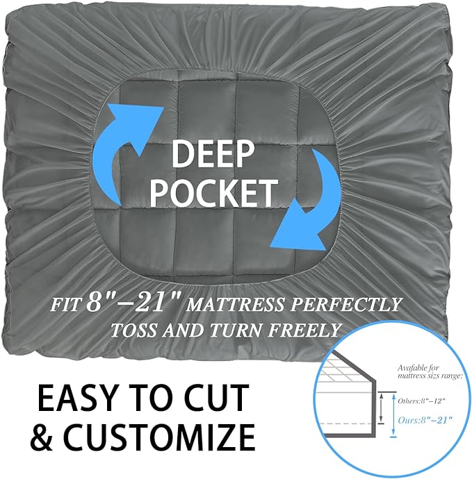 CYMULA Mattress Topper Twin Size - Soft Cooling Mattress Pad for College Dorm Room Essentials - Extra Thick Twin Protector Cover for Back Pain, Single Bed Topper Pillow Top with 8''-21'' Deep Pocket