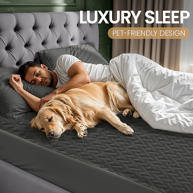 Utopia Bedding Waterproof Mattress Protector California King Size (Gray), Premium 3D Air Soft Fabric Mattress Cover, Fits 17 Inches Deep, Breathable, Fitted Style with Stretchable Pockets