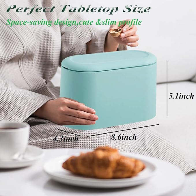LTWQLing Mini Trash Can with Lid - Removable Small Garbage Can, Tiny Plastic Trash Bin, Pop Up Countertop Wastebasket, Counter Garbage Lint Bin for Bathroom,Office,Kitchen,Desk,Coffee Table(Sky Blue) - Image 7