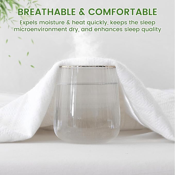 KUUP Waterproof Queen Mattress Protector- Hypoallergenic Odor-Free Rayon Derived from Bamboo, Breathable Cooling 3D Air Noiseless Mattress Cover Fits 11" Deep Pockets