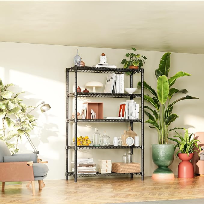 IZEUK 1750 LBS Garage Shelving Wide Storage Shelves Metal Shelves Heavy Duty Adjustable Utility Shelf Rack (Black, 5 Tier, 15.7" D x 45.3" W x 70.9" H) - Image 7