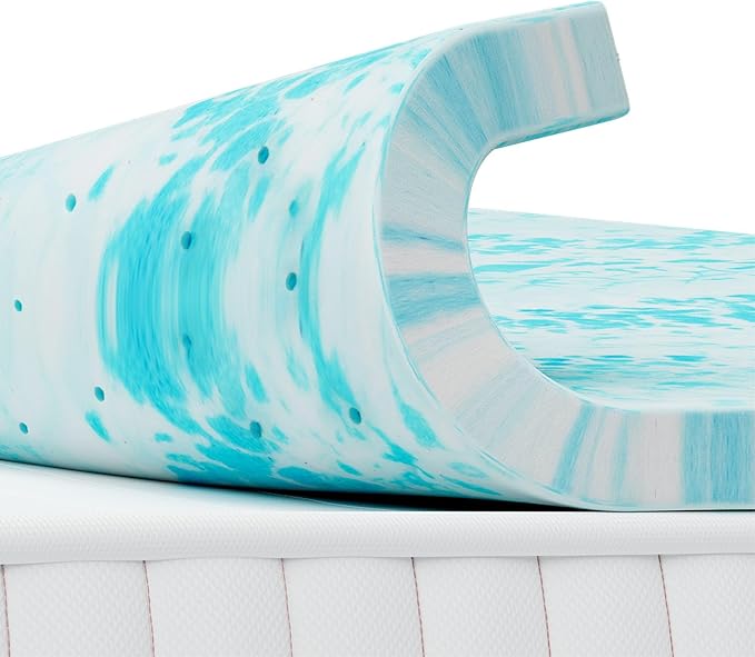 Mattress Toppers Memory Foam Cooling Gel Infused for Enhanced Comfort, CertiPUR-US Certified Breathable Bed Topper Pad with Support for Sleeper Sofa Couch RV Camper, King, 4 Inch