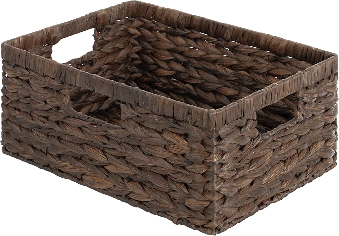 Storageworks Storage Baskets for Shelves, Wicker Shelf Baskets for Organizing, Large Basket with Handles, Storage Basket for Toy, Pantry Organizers, Water Hyacinth by StorageWorks