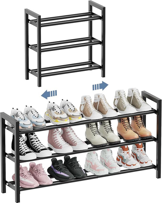 Mavivegue 18-33?€? Expandable Shoe Rack for Closet, 3-Tier Shoe Organizer, Adjustable Shoe Rack for Front Door Entrance, Entryway by Mavivegue