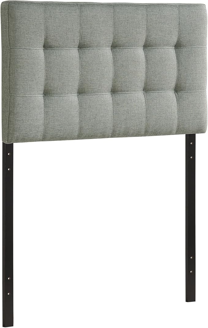 Modway Lily Tufted Linen Fabric Upholstered Twin Headboard in Gray