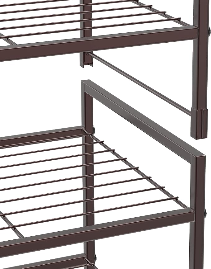 Simple Houseware 3-Tier Stackable Shoes Rack Storage Shelf, Bronze - Image 4