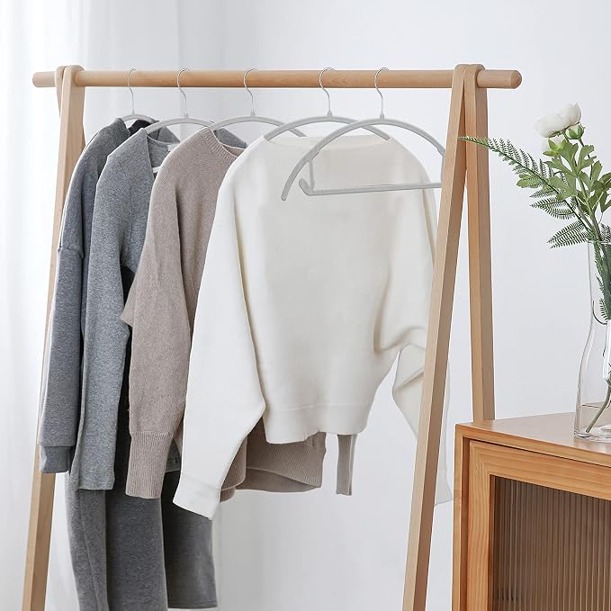 TIMMY Plastic Hangers 50 Pack No Shoulder Bump Suit Hangers Non Slip Space Saving Clothes Hangers Curved Design to Protect Clothes Shape(Grey) - Image 7