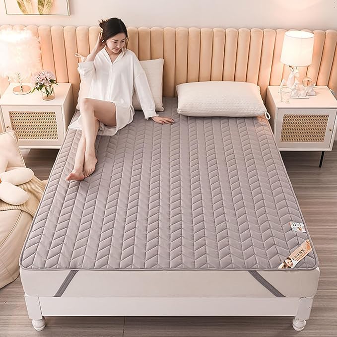 Gray,90 * 200cm(Twin),LDLCYCN Thin Mattress Protector Pad with Elastic Straps Japanese Floor Mattress Cover Foldable Futon Mattress Topper Protector Camping Mat for Student Dormitorie