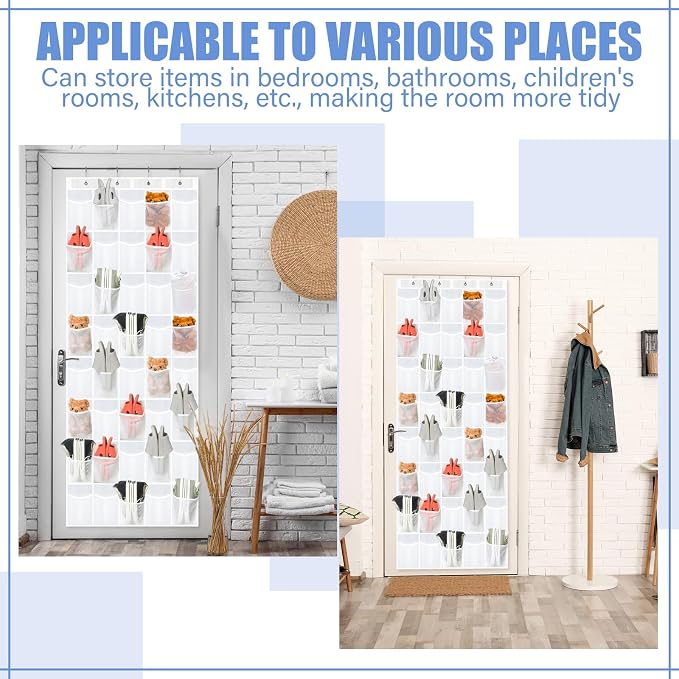 Windyun 40 Over the Door Shoe Organizer Large Breathable Mesh Pocket Clear White Hanging Shoe Rack for Closet Behind Door Hanger Storage Holder Nonslip Hook for Women Men Entryway Bedroom Utility Room - Image 5