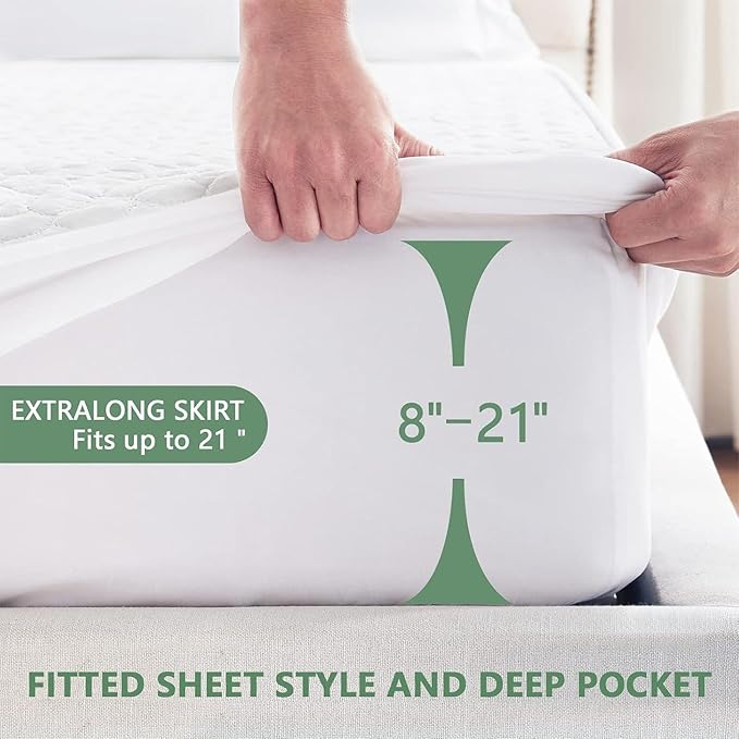 OhGeni 100% Waterproof Mattress Protector,King Size Mattress Soft Pad,Pet Hair & Bedwetting Resistant,Cooling Breathable Fitted Sheets,Washable Bed Cover,Non-Slip Deep Pocket,Noiseless for Bedroom