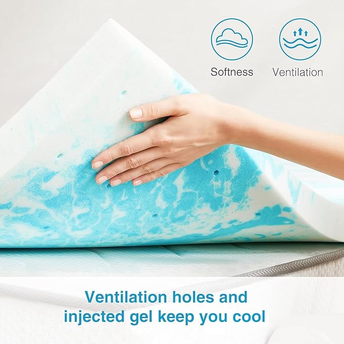 Mattress Topper, Queen Size Cooling Memory Foam Bed Toppers, 2 Inch Soft Mattress Pads for Sleeper Sofa, RV, Camper, CertiPUR-US Certified