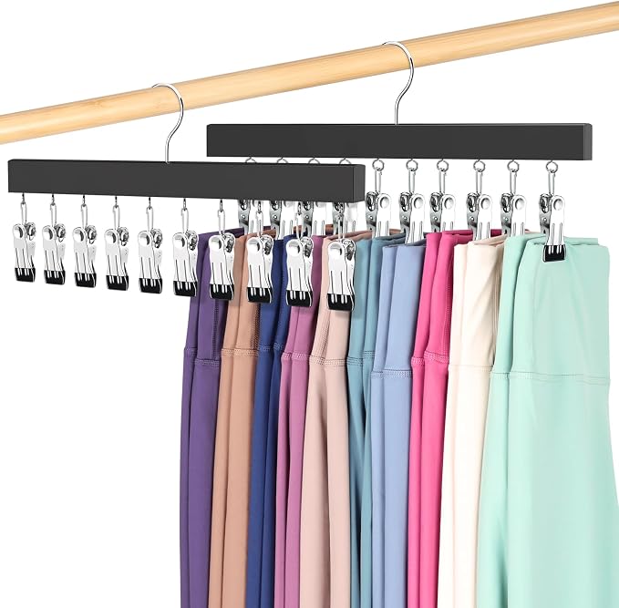 Legging Organizer for Closet, Pants Hangers with Clips Holds 20 Leggings, Jeans, Hats, Shorts, Socks, 360° Rotating Space Saving Hanging Clothes Organizer for Closet Storage 2Pcs by ORROENS