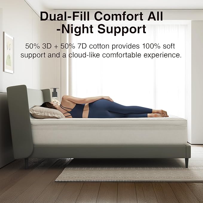 Novilla Full Mattress Topper, Extra Thick Pillow Top Mattress Pad, Down Alternative Fill Breathable Cotton Cover, 8-21" Deep Pocket Soft Bed Topper for Back Pain Relief, Oatmeal