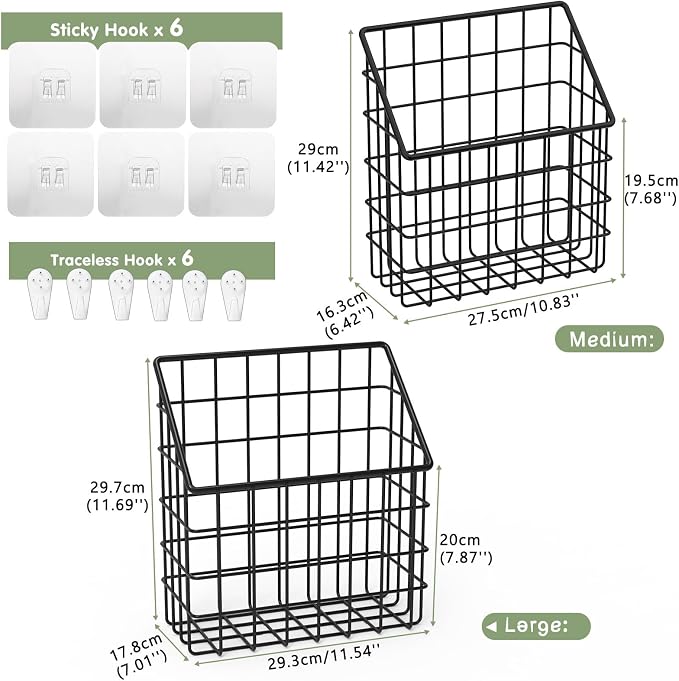 Greentainer 2 Pack Bath Toy Storage Organizer, Large Rustproof Metal Wire Basket, Wall Mounted Hanging Bathtub Holder, Bathroom Shower Caddy for Tub Toys & Toiletries - Image 2