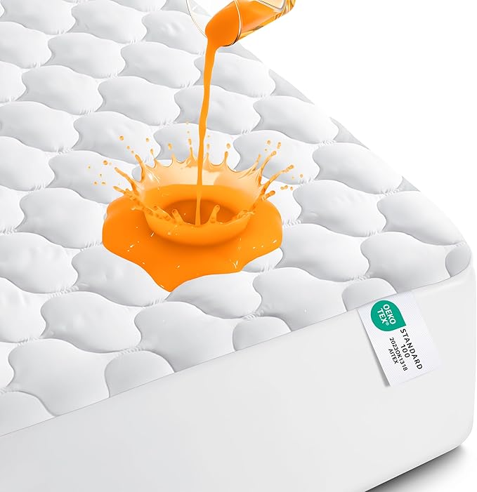 Utopia Bedding Waterproof Mattress Protector, Full Mattress Pad, Noiseless Quilted Fitted Cover with Deep Pocket Stretches up to 16 Inches (White)