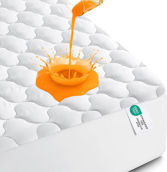 Utopia Bedding Waterproof Mattress Protector, Full Mattress Pad, Noiseless Quilted Fitted Cover with Deep Pocket Stretches up to 16 Inches (White)