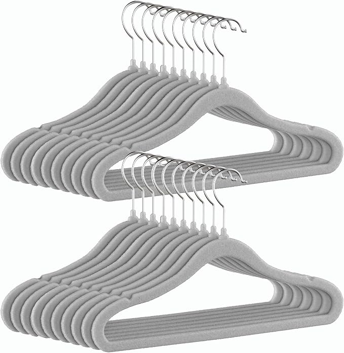GoodtoU Velvet Baby Hangers Kid Hangers Clothing 11" Toddler Infant Hanger for Nursery 20 Pack - Drak Grey by GoodtoU