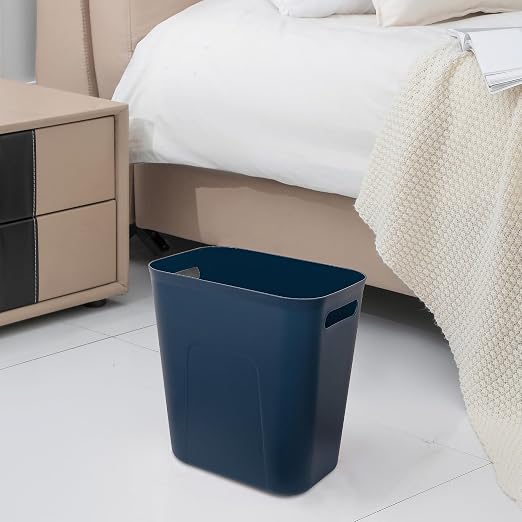 UUJOLY Plastic Small Trash Can Wastebasket, Garbage Container Basket for Bathrooms, Laundry Room, Kitchens, Offices, Kids Rooms, Dorms, 3.5 Gallon, Navy Blue - Image 3