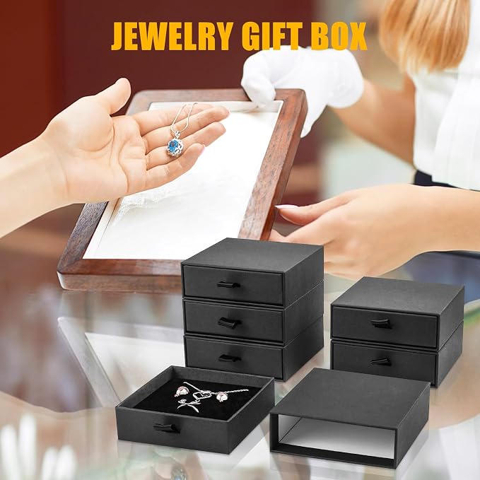 Jewelry Gift Boxes, 20 Pack 3.5×3.5x1Inch Cardboard Jewelry Boxes, Bulk Small Jewelry Boxes with Lids for Necklace Ring Earring Display Box (Black) - Image 7