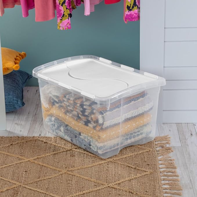 Sterilite 6-Pack Stackable Storage Bin with Lid, Clear Plastic Design, 48 Quart - Image 6