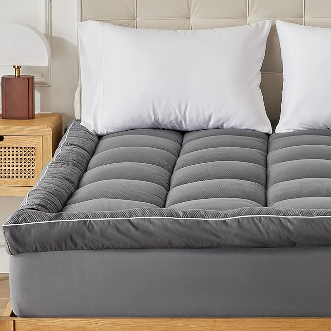 Sonive Twin XL Mattress Protector, Extra Thick Pillow-Top Mattress Topper with Premuim 1000gsm Alternative Filling, Fluffy Soft Quilted Mattress Pad, Mattress Cover Oeko-Tex Certified Grey