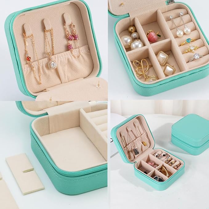 Travel Jewelry Case 2 Pack Mini Travel jewelry Box Portable Organizer Women Girls Gift Box for Rings Earrings Necklaces Bracelets - Image 3