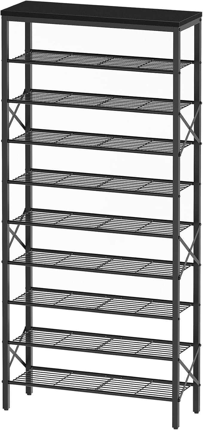 YATINEY 10 Tier Shoe Rack, Large Capacity Shoe Storage Organizer Holds 40 Pairs, Sturdy and Stable, for Entryway, Hallway, Closet, Dorm Room, Black SS10BB by Yatiney