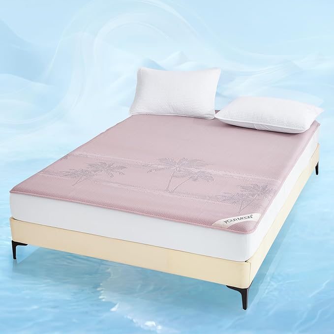 YOUR MOON Queen Size Cooling Mattress Pad for Hot Sleepers - Soft Breathable Noiseless Bed Pad Cover Mattress Cover, 8"-16" Deep Pocket - Enhanced Cooling Technology for Restful Sleep, Pink