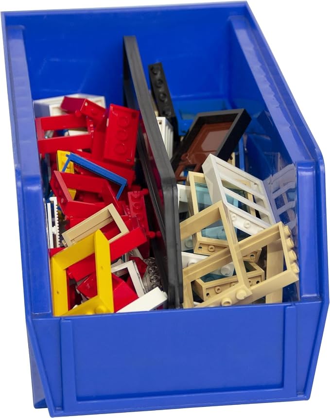 Akro-Mils 30230 AkroBins Plastic Storage Bins, Space-Saving Stackable Bins for Garage, Pantry, Craft Organization, 10.5 "L x 5.5 "W x 5"H, Blue, 12-Pack - Image 9