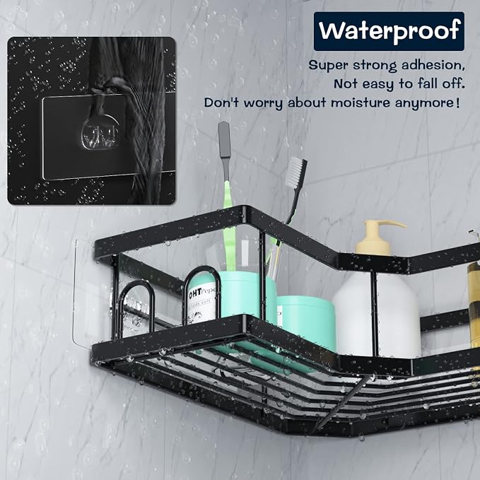 AKTECKE Shower Caddy Adhesive Replacement, No Drilling Transparent Adhesive Wall Hooks for Corner Shower Organizer Basket, Waterproof Adhesive Strip for Bathroom Shelf & Kitchen Rack - Image 5