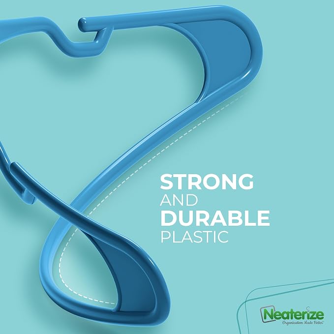NEATERIZE Clothes Hangers Plastic 20 Pack for Adults - Plastic Hangers, The Perfect Coat Hanger and Space Saving Clothes Hangers for Closet, Percheros Ganchos para Colgar Ropa Hangars - Black Hangers - Image 6