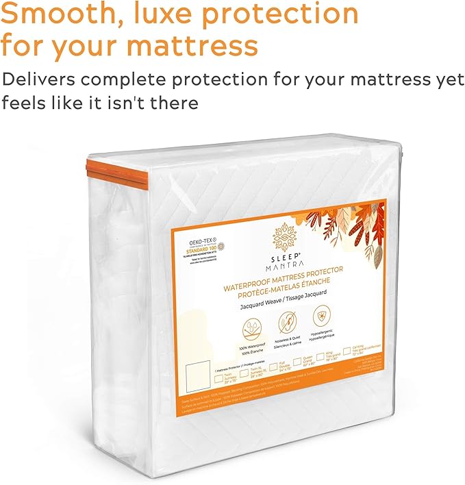 Sleep Mantra California King Adjustable Mattress Cover, White, Vinyl-Free 3D Air Fabric, Waterproof, Machine Washable