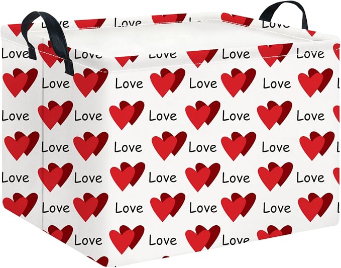 CLOCOR Rectangular Valentine's Day Gift Basket,Collapsible Fabric Storage Container,Storage Basket for Lover,Gift Bakset (Love You Heart) by CLOCOR