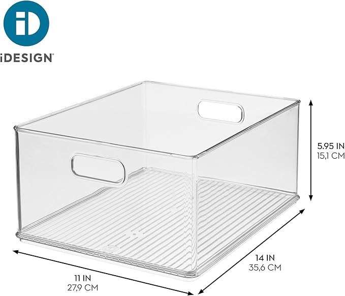 iDesign Recycled Plastic Stackable Storage Bin with Handles - Clear - Image 4