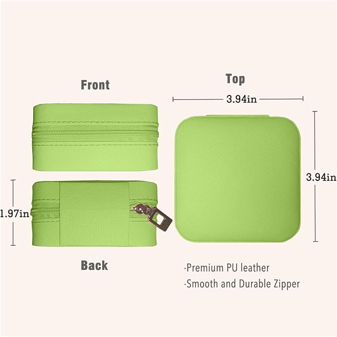 Small Travel Jewelry Box, Portable Mini Jewelry Leather Box Jewelry Ring Organizer Case Storage Holder Gift Boxes for Girls Women, Avocado green - Image 5