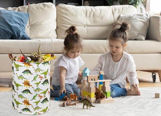HIYAGON Dinosaur Kids Laundry Hamper Baby Laundry Basket Cute Kids Hamper Toy Storage Bin Boys Hamper and Girls Dinosaur Room Decor(Toy Dinosaur) - Image 2