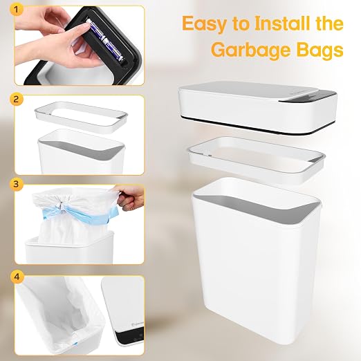 Bathroom Trash Can Automatic Touchless 2.6 Gallon Small Smart Trash Cans with Lid Slim Garbage Can for Kitchen, Toilet, Bedroom, RV, Living Room - Image 6