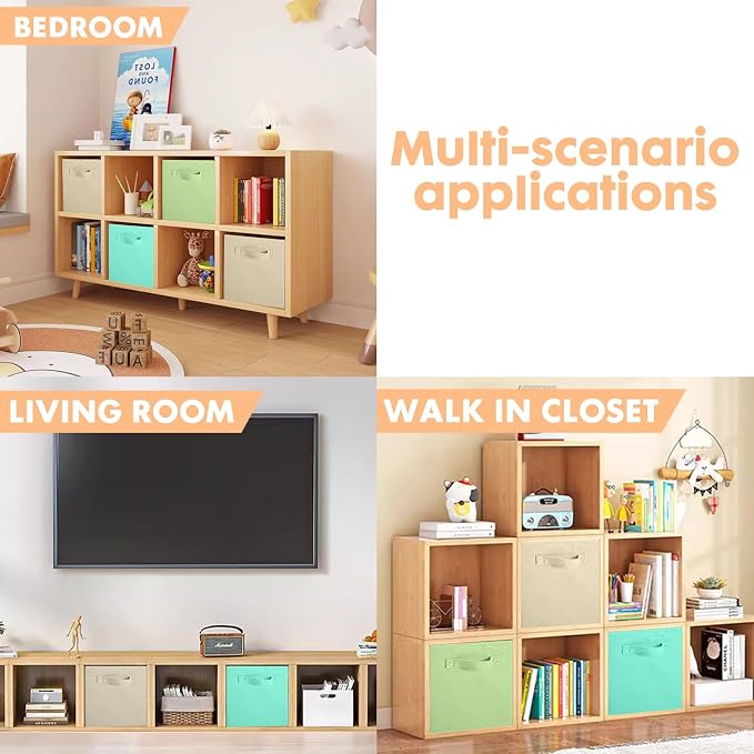 ShellKingdom Storage Bins, Foldable Fabric Storage Cubes And Cloth Storage Organizer Drawer For Closet And Toys Storage, 6 Pack (Beige+Green+Mint Green) - Image 4