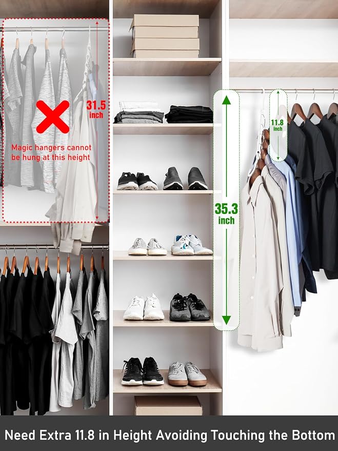 HOUSE DAY White Magic Space Saving Hangers, Premium Smart Hanger Hooks, Sturdy Cascading Hangers with 5 Holes for Heavy Clothes, Closet Organizers and Storage, College Dorm Room Essentials 10 Pack - Image 7