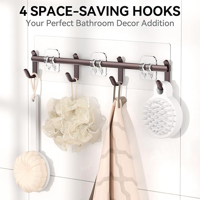 YASONIC Shower Caddy, 6 Pack Large Capacity shower Organizer with Soap Holder and 12 Hooks, Rustproof Shelves for Inside Shower, No Drilling&Sleek Bathroom Organizers and Storage Bronze XL - Image 4