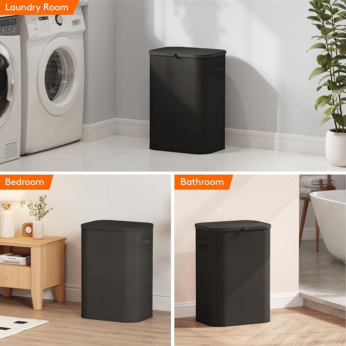Lifewit 85L Large Laundry Basket with Lid, Laundry Hamper with Plastic Handles and Removable Bag, Foldable Tall Dirty Clothes Hampers for Laundry for Laundry Room, Bedroom, Bathroom, Dorm, Black - Image 8