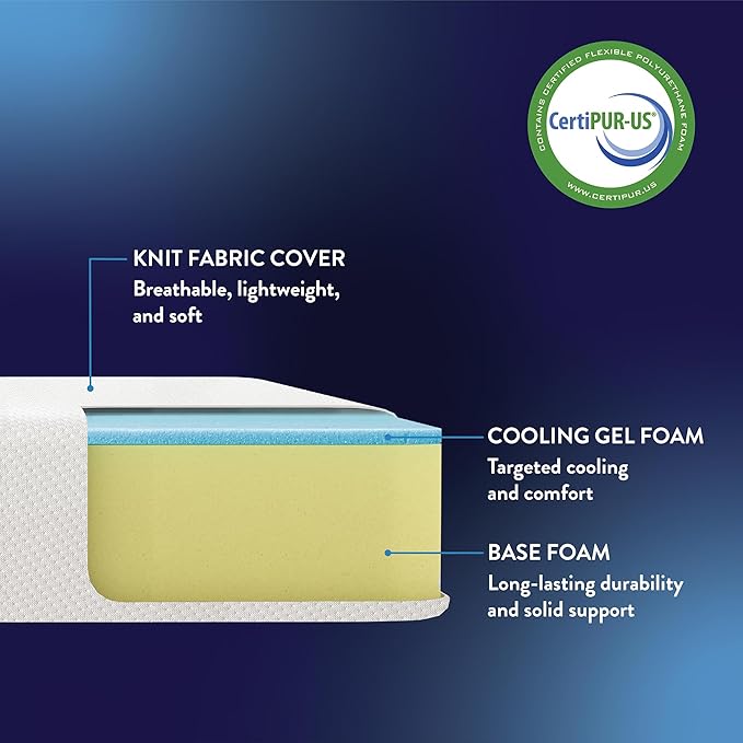 Best Price Mattress 6 Inch Memory Foam Mattress, Medium Firm, Cooling Gel Infused, Certified Safe Foams & Fabric, Mattress in a Box, Twin