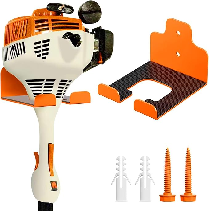 JNIHEEP Garage Organizer Trimmer Rack, Garden Power Tool Hanger Weed Whackers Holder Wall Mounted for Grass Trimmer, Hedge Trimmer, Garage Trimmer, Garden Tools,1 Pack(Orange) by JNIHEEPHOUSEWARE