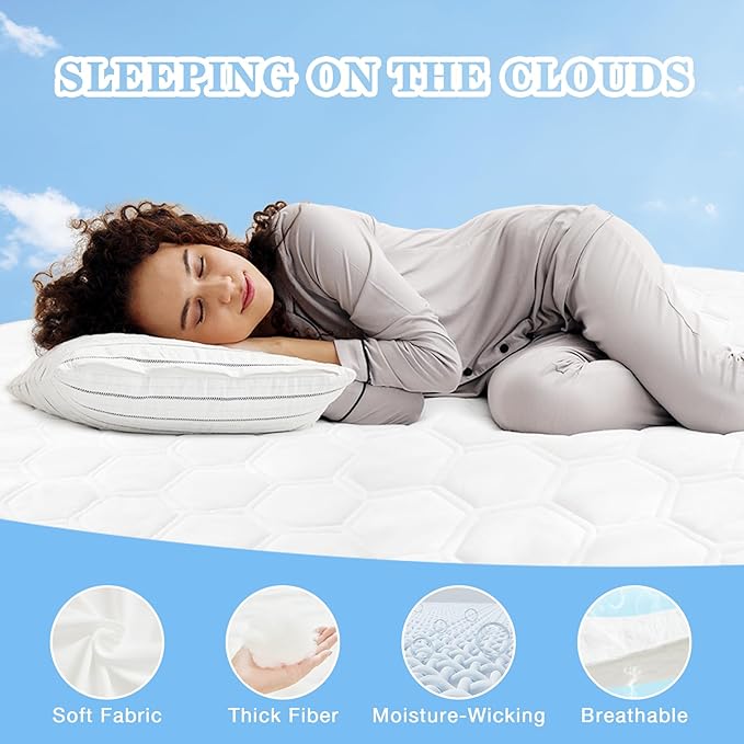 Waterproof Twin XL Mattress Protector, Breathable Cooling Quilted Mattress Pad Cover, Soft Hypoallergenic Noiseless Hospital Bed Sheets, Washable Water Proof College Dorm Bed Cover, 8-21'' Deep Pocket