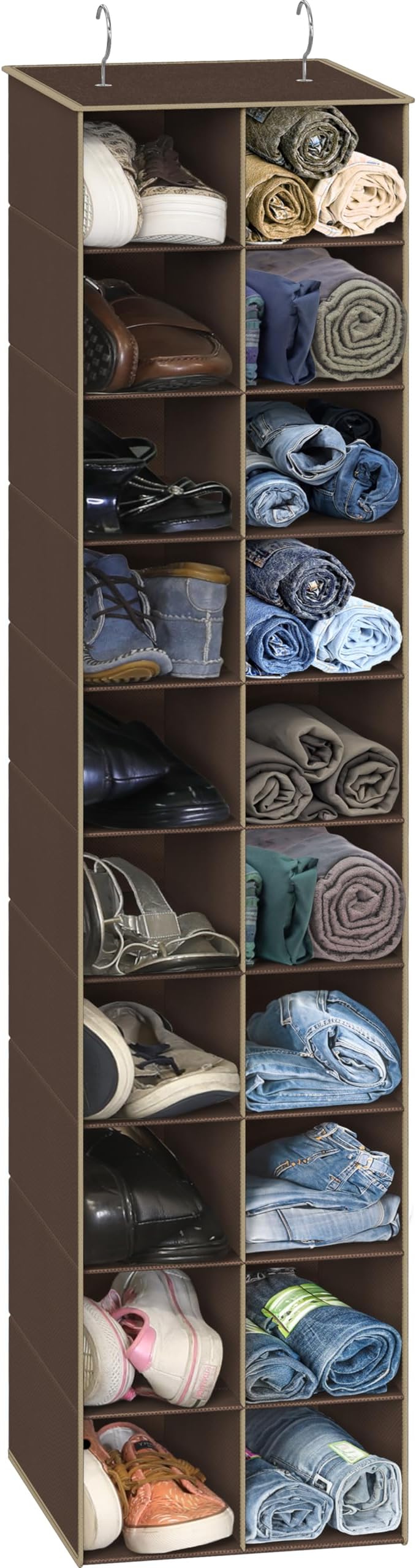 Simple Houseware 20 Section Shelves Hanging Shoes Organizer Holder for Closet, Brown by SimpleHouseware