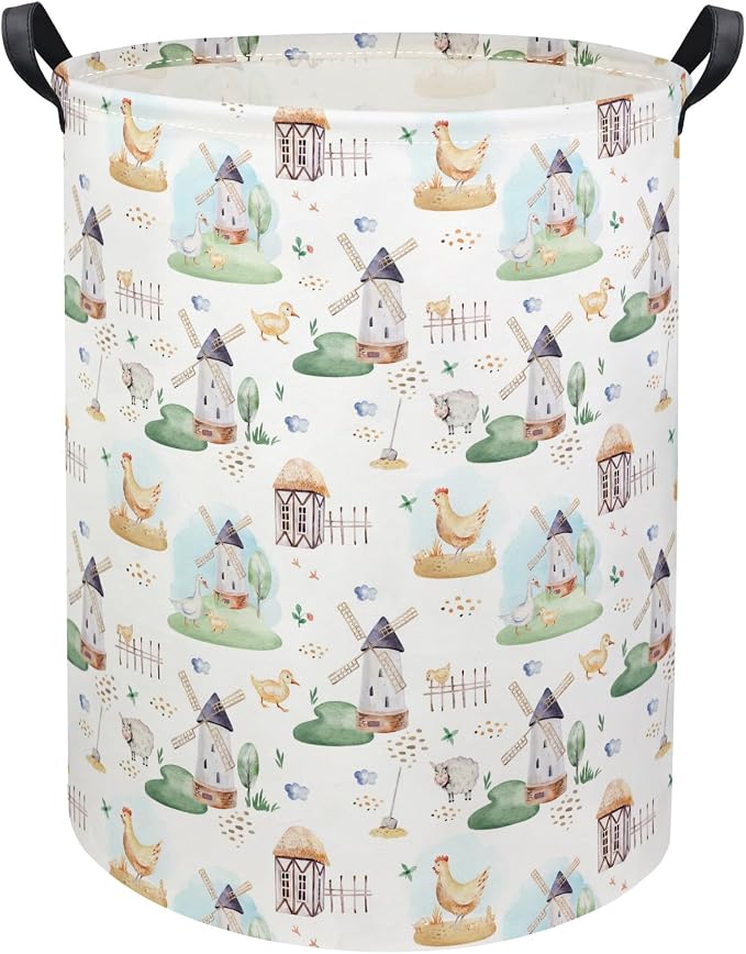 HIYAGON Kids Baby Laundry Basket Boys Baby Laundry Hamper Dirty Clothes Organizer Toy Storage Bin Nursery Hamper for Bedroom Room Decor(Farm) by HIYAGON