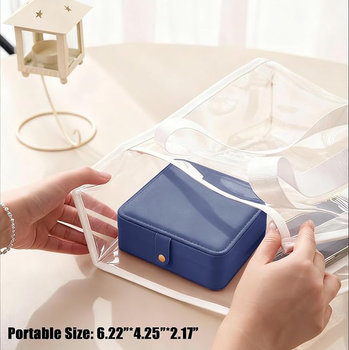 QBestry All-in-One Travel Jewelry Organizer for Women Navy | Small Jewelry Box with 68 Earring Holes | Compact Portable Jewelry Case for Earrings, Rings, Necklaces | Perfect Gifts for Mom Wife Girls - Image 8
