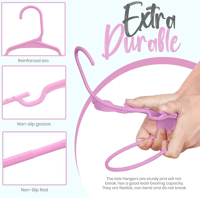 Utopia Home 20 Pack Kids Hangers - 11.5 Inch Plastic Baby Hangers for Closet - Children Hanger for Clothes - Infant Hanger for Closet - Everyday Standard Use (Baby Pink) - Image 4