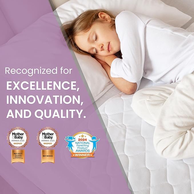 Lynmark® Toddler Potty Training Bed Pads - Soft Waterproof Bedwetting Pee Protector Mat for Kids - Multi-Layer Non-Slip Washable Incontinence Mattress Sheet Absorbs Up to 2000ml - 33" x 27", White